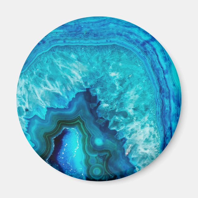 Modern blå marble Agate Magnet (Framsidan)