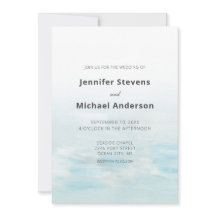 Modern Blå Marin Akvarell Bröllop