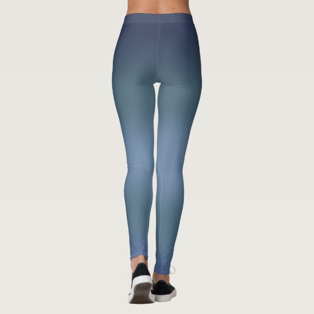Modern blå marin övertoning Vattenfärggalaxi Leggings (Baksida)