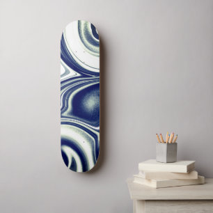 Modern blå marmorerad skateboard