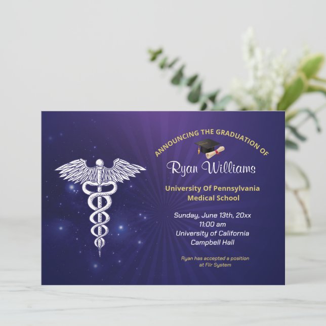 Modern Blå Medicinsk Universitets Avslutningsfest Inbjudningar (Stående Fram)