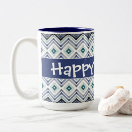 Modern blå mönstrad Två-Tonad mugg