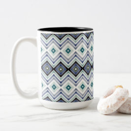 Modern blå mönstrad Två-Tonad mugg