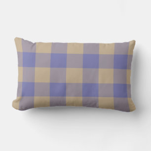 Modern blå och beige gingham dynkudde för uteplats lumbarkudde