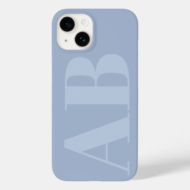 Modern blå och grå initial Minimalt Monogramfodral (Baksida)