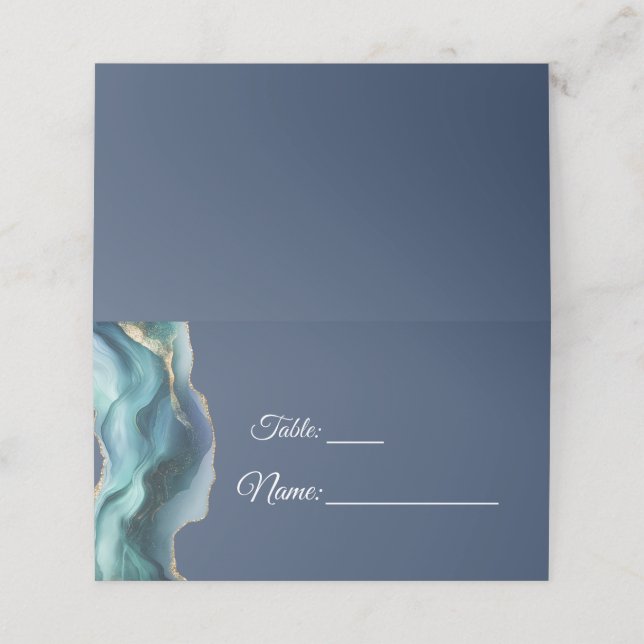 Modern blå och guld examensbord placeringskort (Utvändigt utvikt)