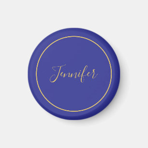 Modern blå och guld färg kalligrafi enkel unik magnet