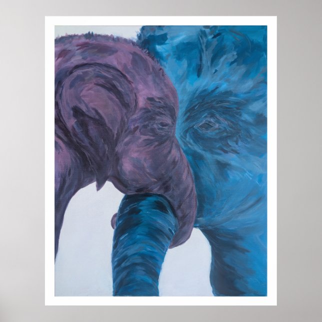Modern blå och lila elefant expressionist poster (Framsidan)