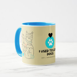 Modern blå och olivbrun kattmugg mugg