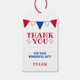 Modern blå och röd baskiska tack för att du är för presentetikett