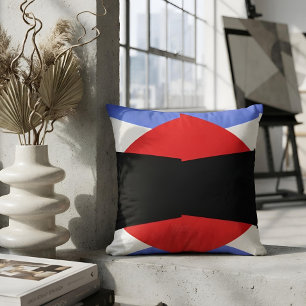Modern blå och röd Bauhaus geometrisk abstrakt kon Kudde
