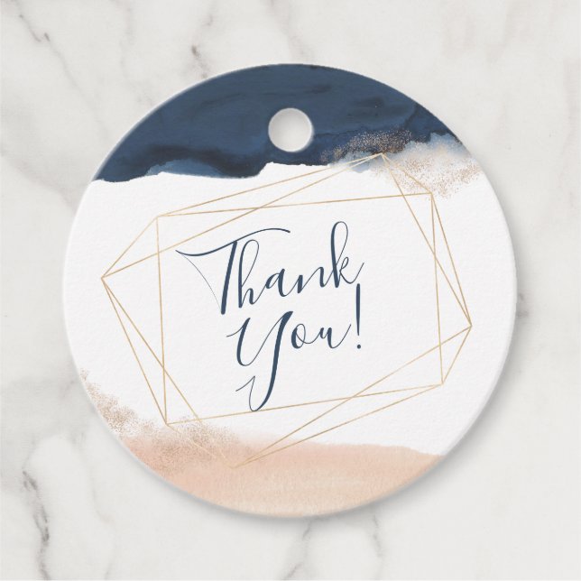 Modern Blå och Rosafärgad Tack Gåvor Etiketter (Framsida)