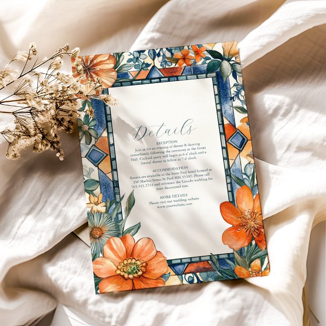 Modern blå och vit Blommigt i Medelhavet Tilläggskort (Skapare uppladdad)