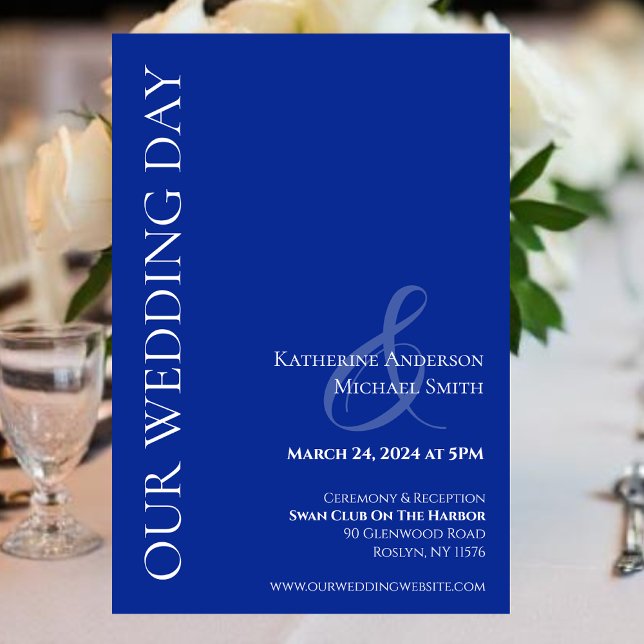 Modern blå och vit bröllops- inbjudningar (Modern Blue and White Wedding- Invitation)