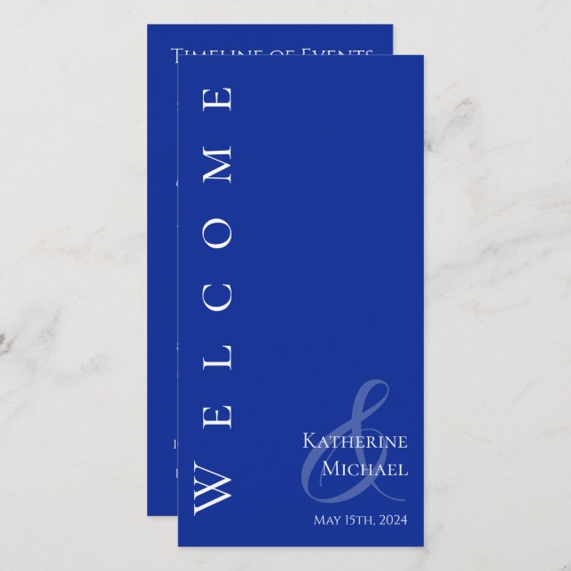 Modern blå och vit-Bröllopsprogram- (Fram/baksida)