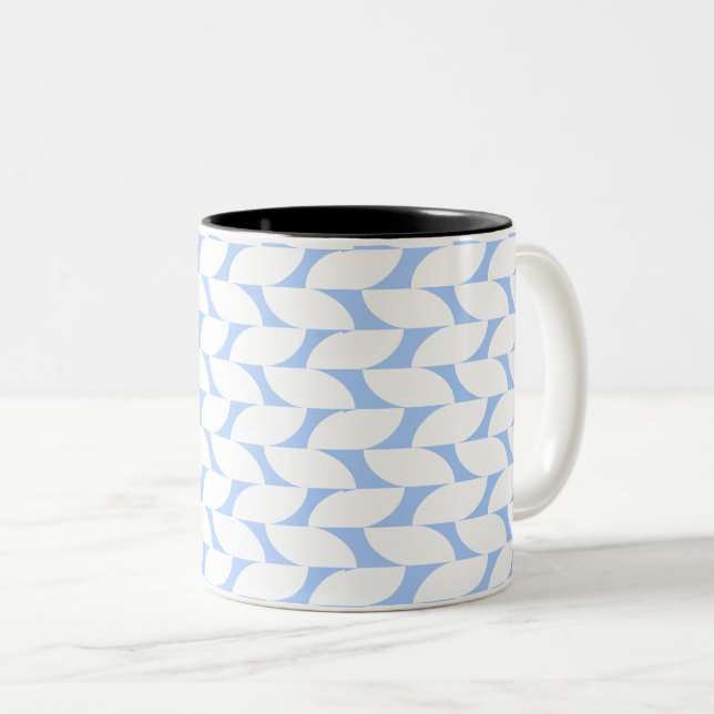 Modern blå och vit geometrisk kaffe Mugg (Framsida höger)