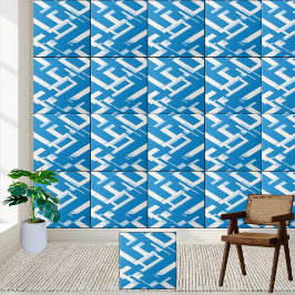 Modern blå och vit grekiska Mönster-design Kakelplatta