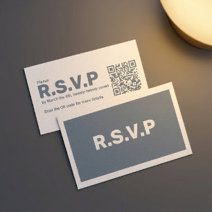Modern blå och vit OSA QR-kod Bröllop Tilläggskort