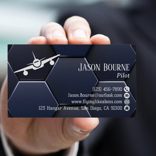 Modern blå och vit Professionell QR-kod, luftfart Visitkort (Skapare uppladdad)