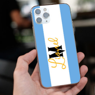 modern blå och vit randig personlig monogram