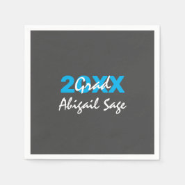 Modern blå och vit text om Grått Studenten Pappersservett