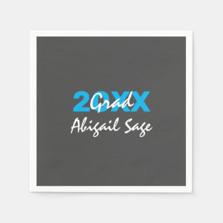 Modern blå och vit text om Grått Studenten Pappersservett