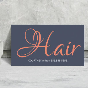 Modern blå Orange, typografi - hårslista Visitkort