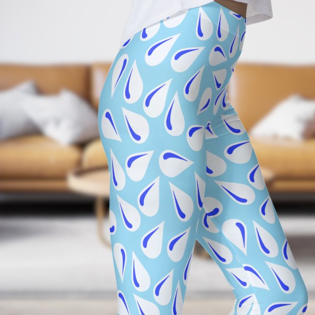 Modern blå på Blue Flick Mönster Leggings (Modern Blue on Blue Flick Pattern Leggings)