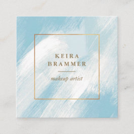 Modern blå penseldrag Guld Ram-kvadratiskt kvadrat Fyrkantigt Visitkort