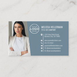 Modern Blå Professionell QR-kod Foto Logotyp Visitkort