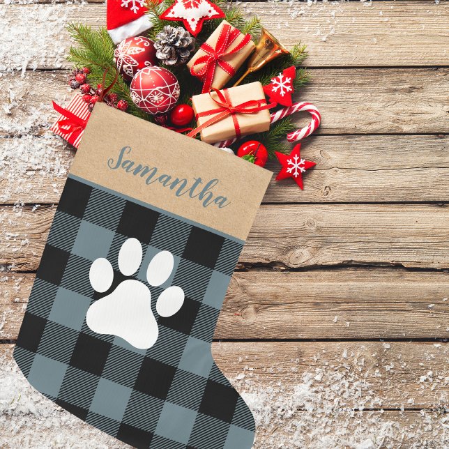Modern blå pset och Namn Hund Tass Stor Julstrumpa (Skapare uppladdad)