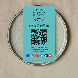 Modern blå QR-kod Anslut med Social-media Visitkort