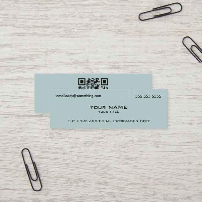 Modern blå QR-kod Mini Visitkort (Fram/Back In Situ)