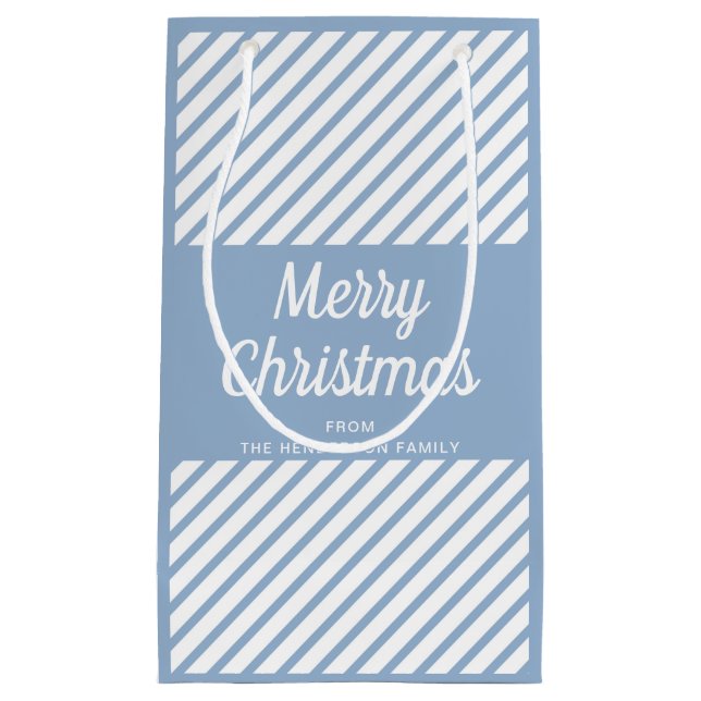 Modern Blå Ränder Script God Jul (Framsidan)