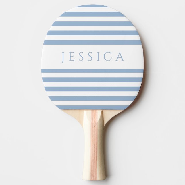 Modern blå randig anpassad namn  pingisracket (Framsidan)
