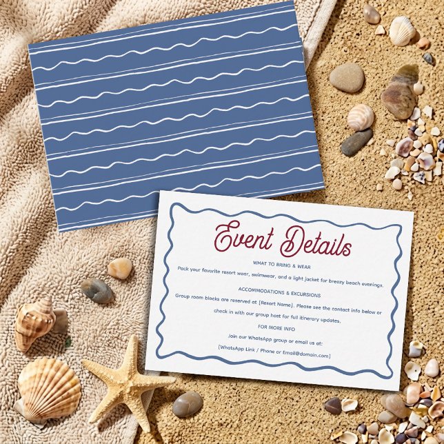 Modern Blå & Röd Strand Sommar Jubileum Födelsedag Tilläggskort (Skapare uppladdad)