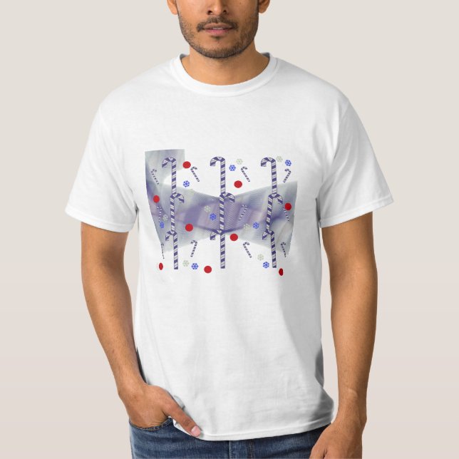 Modern blå rödpipskrans t-shirt (Framsida)