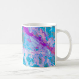 Modern blå Rosa Vit Abstrakt vattenfärg Kaffemugg