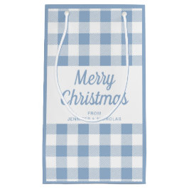 Modern blå rutig script God Jul