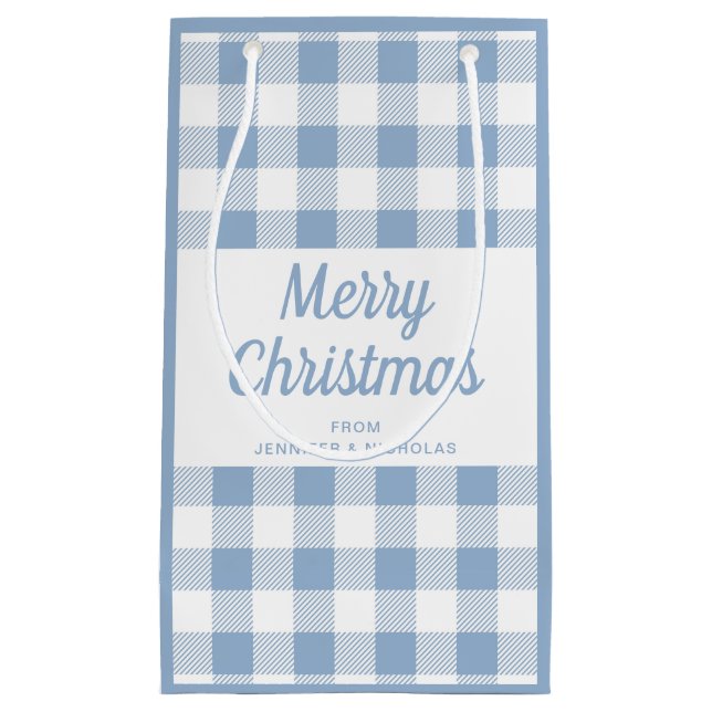 Modern blå rutig script God Jul (Framsidan)