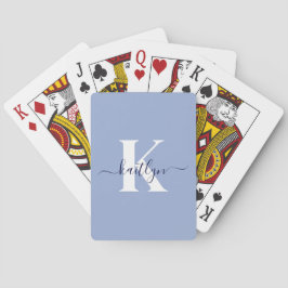 Modern blå skriptmonogram casinokort