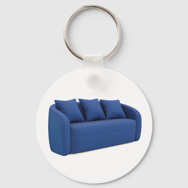 Modern blå soffa  nyckelring (Framsida)