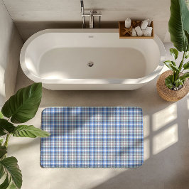 Modern blå taupe tartan badrumsmatta
