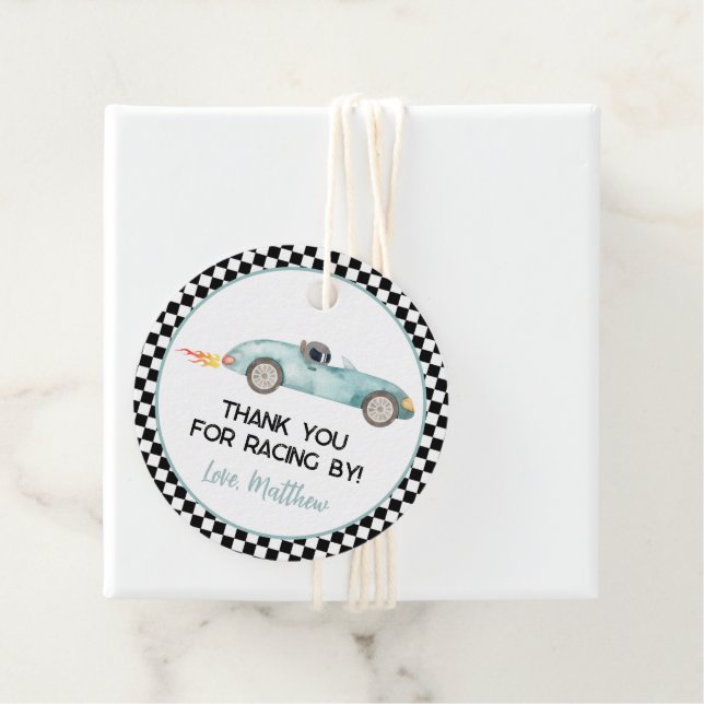 Modern blå Tävling-bildagg Gåvor Etiketter (På plats)