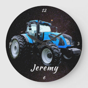 Modern blå traktor, rund klocka