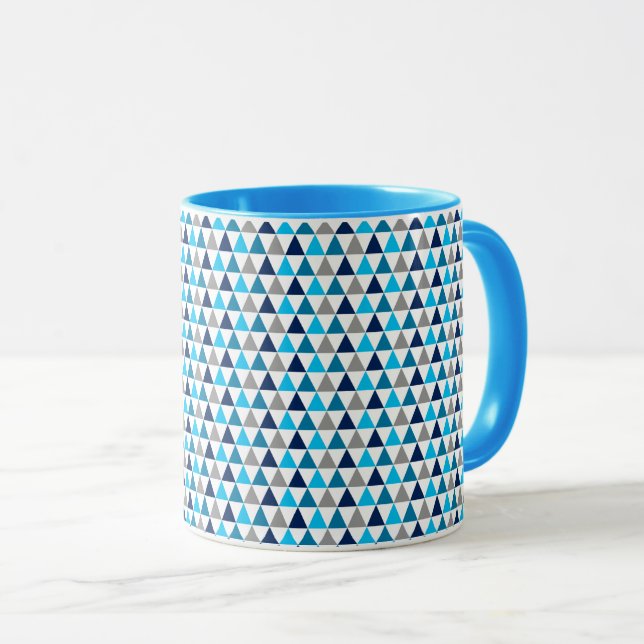 Modern blå trianglar Geometric Mugg (Framsida höger)