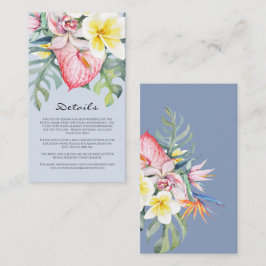 Modern Blå Tropisk Blommig Hawaii Bröllop Tilläggskort