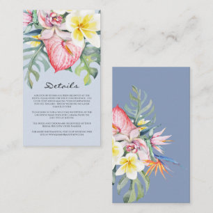 Modern Blå Tropisk Blommig Hawaii Bröllop Tilläggskort