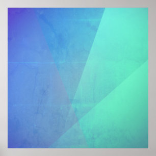 Modern blå &turkos Geometrisk gradering Poster