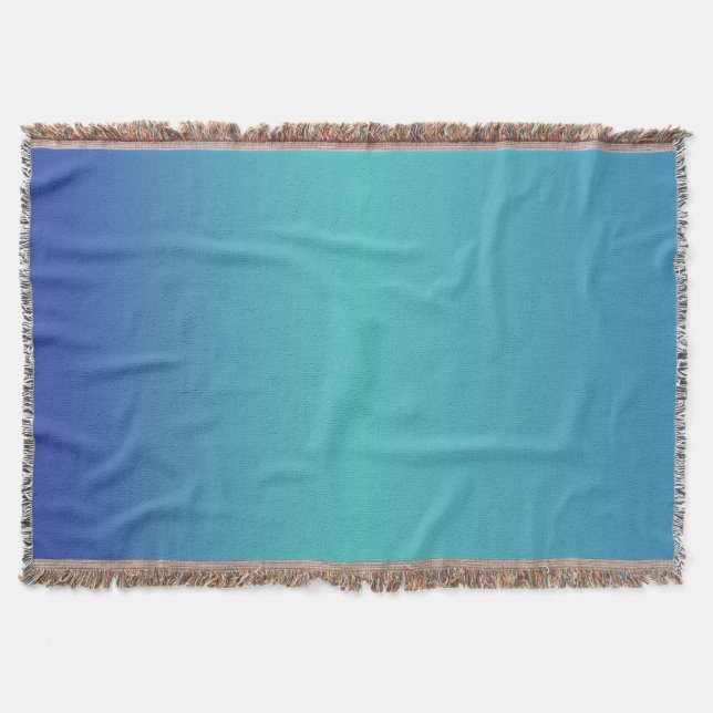 Modern Blå Turkos Ombre Gradient Filt (Framsidan)